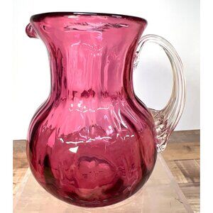 Vintage pilgrim Cranberry glass pitcher 4''